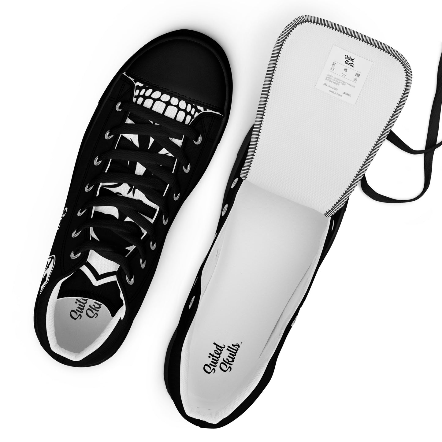 Skulled Lace-Up High Tops, Spades (Women)
