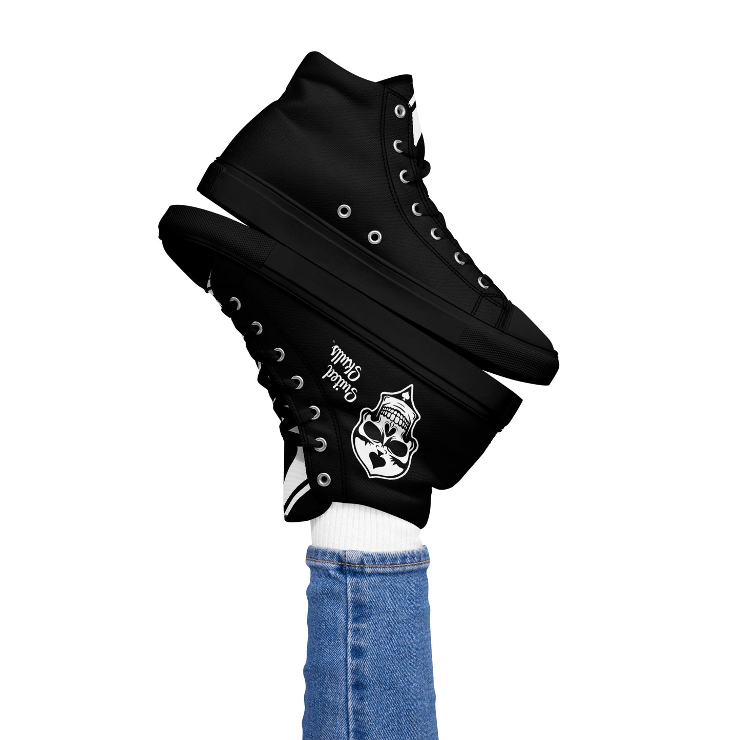 Skulled Lace-Up High Tops, Spades (Women)