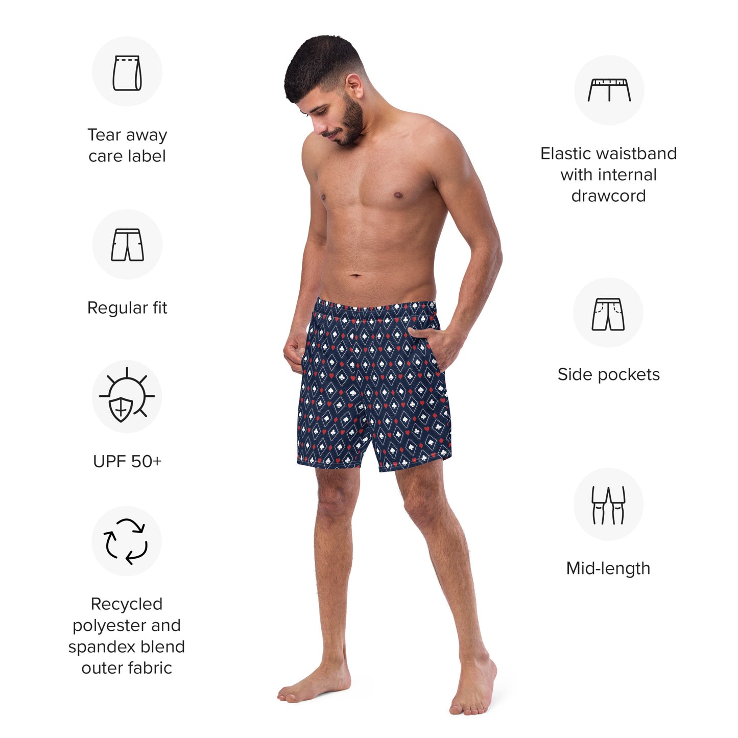 Suited Diamond Pattern Swim Trunks