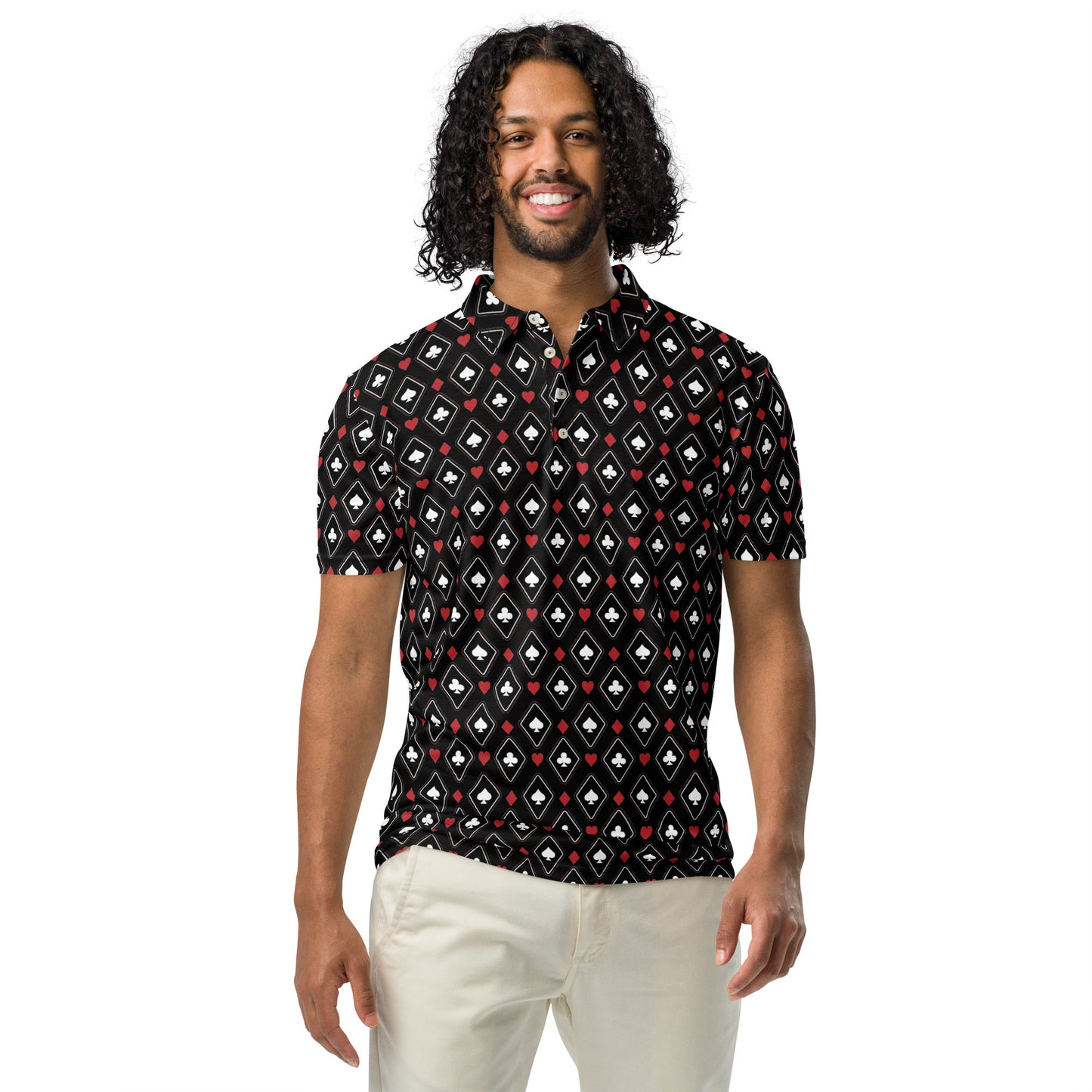 Suited Diamond Pattern Slim Fit Poker Polo