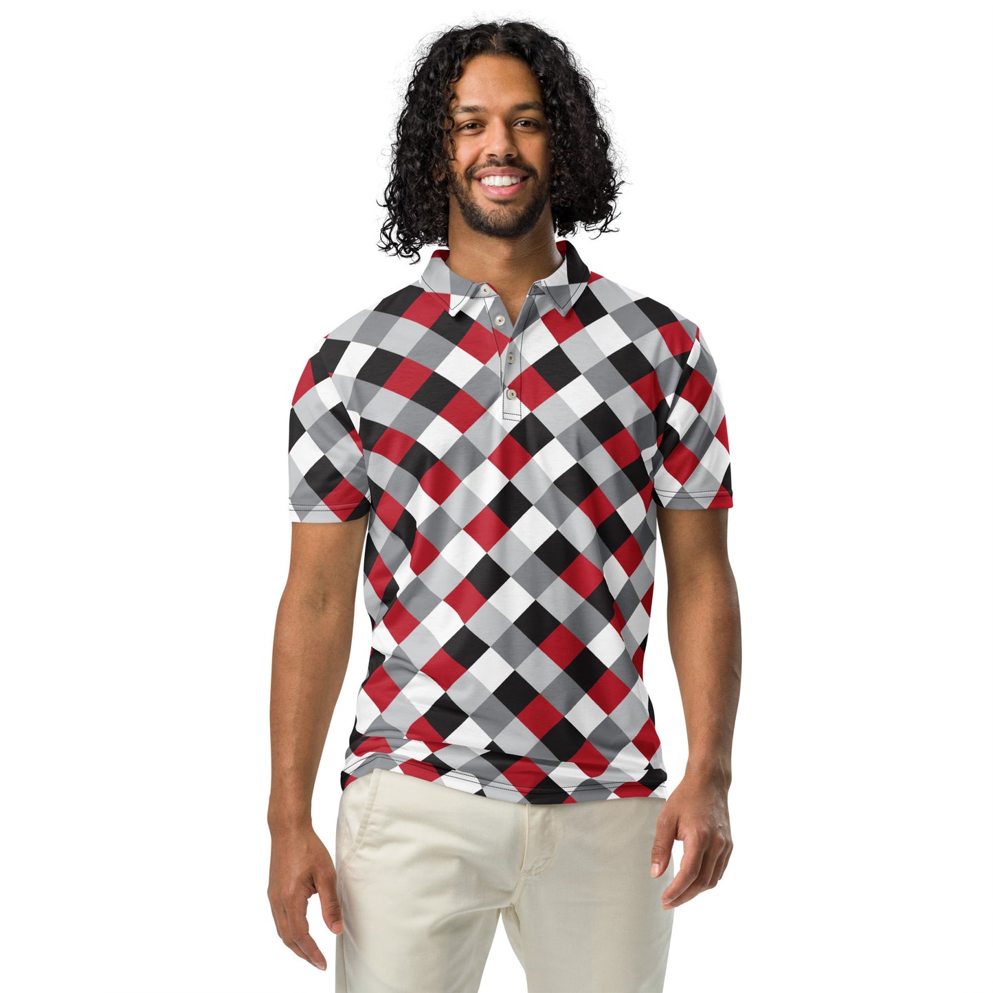 Suited Geo Slim Fit Poker Polo