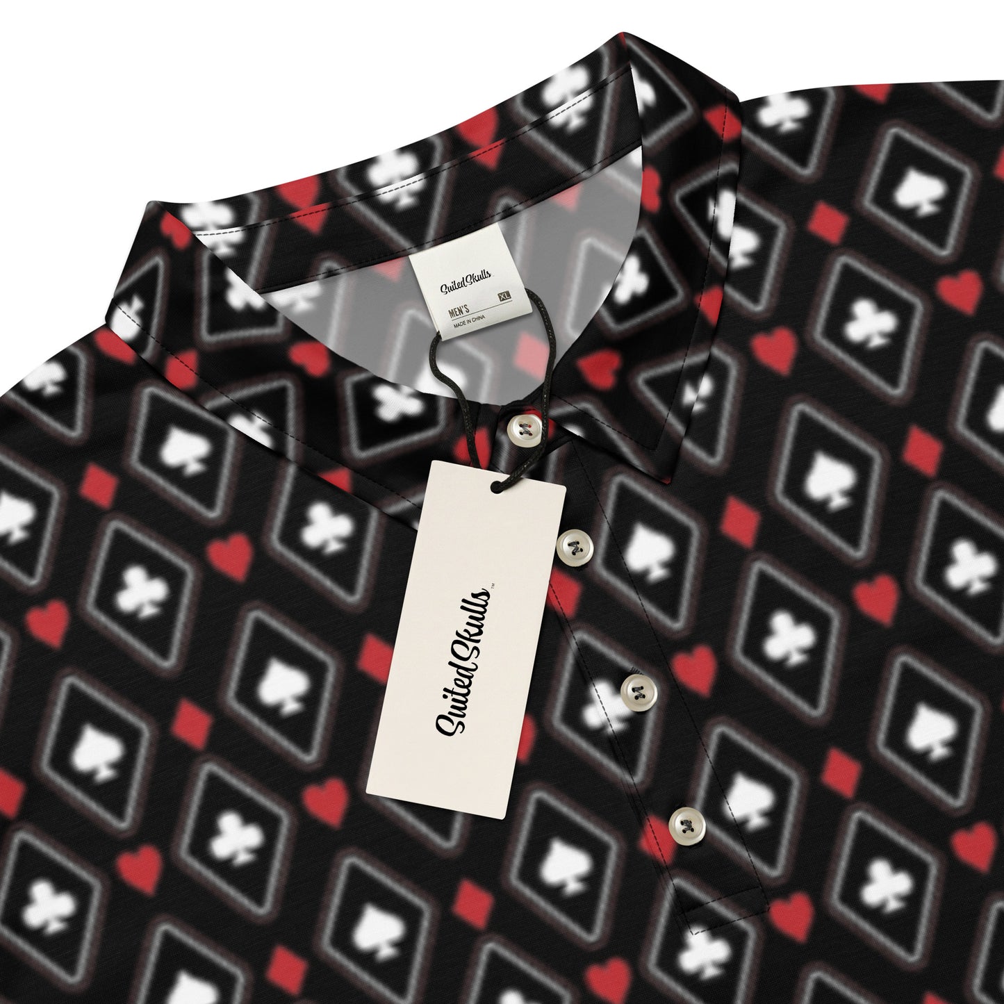 Suited Diamond Pattern Slim Fit Poker Polo