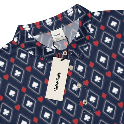 Suited Diamond Pattern Slim Fit Poker Polo