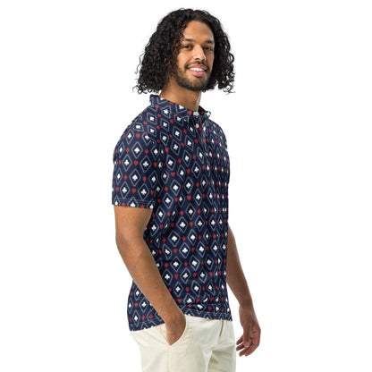 Suited Diamond Pattern Slim Fit Poker Polo