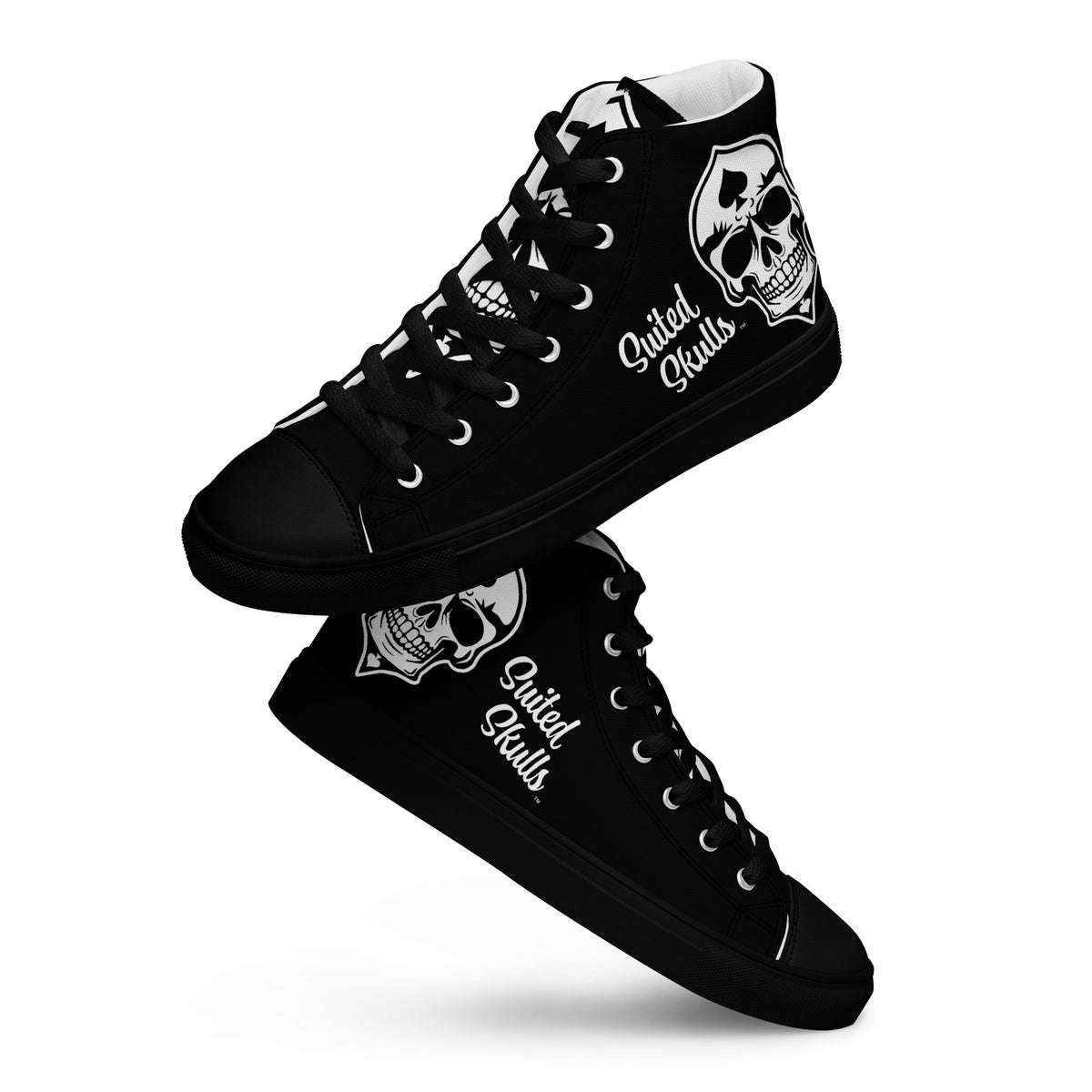 Skulled Lace-Up High Tops v2, Spades (Men) – Suited Skulls